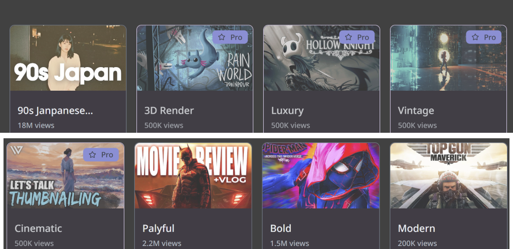 Gallery of thumbnail references